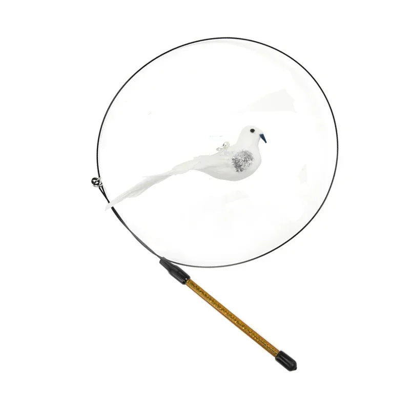 Peacock Bird Cat Teaser Wand for Interactive Hunting and Play