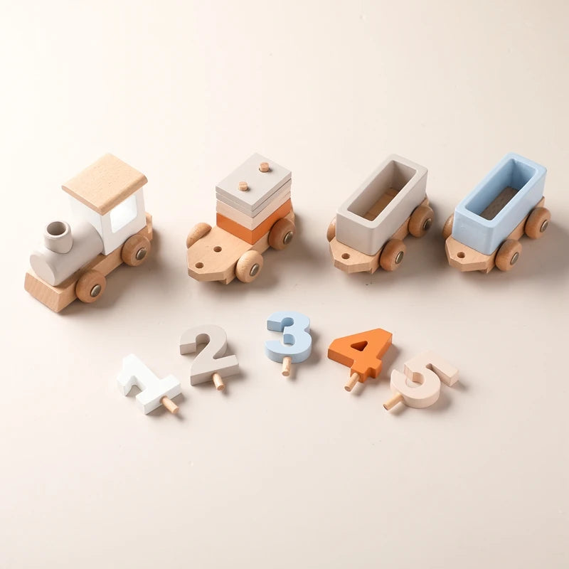 Wooden Montessori Train Learning Toy for Toddlers and Preschool Kids