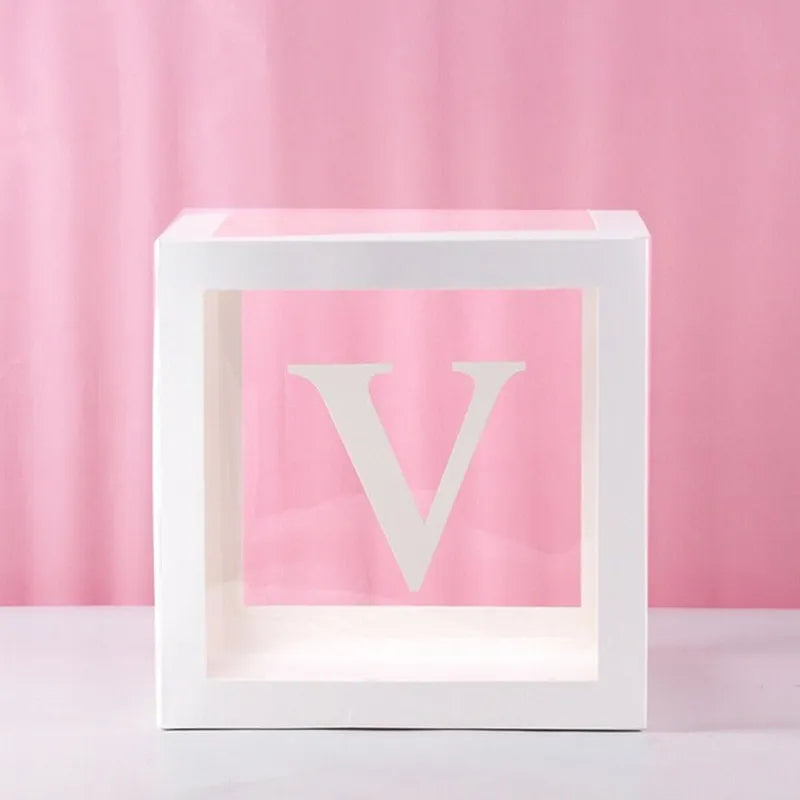 Transparent Letter Balloon Box Baby Shower Decorations Happy Birthday Wedding Decor 1st Birthday Party Supplies Balloon Box