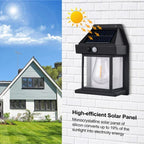 Solar-Powered Waterproof Outdoor Wall Light with Motion Sensor Tungsten Filament Garden Yard Decoration LED Lamp 3 Modes 1-4Pcs