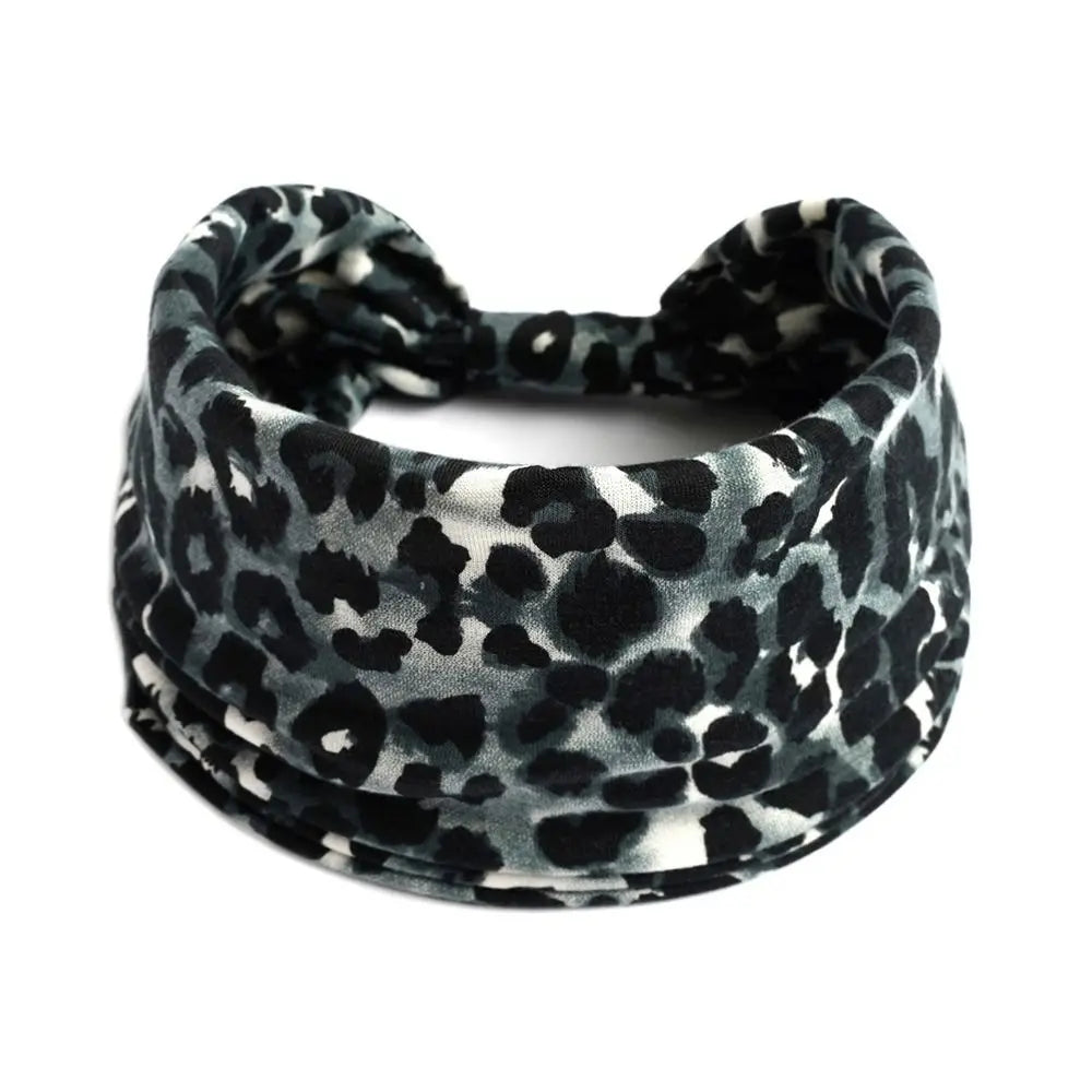 Boho Print Wide Knot Elastic Headband for Women
