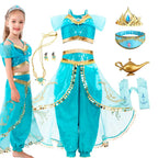 Kids Jasmine Princess Costume Dress – Aladdin Magic Lamp Outfit