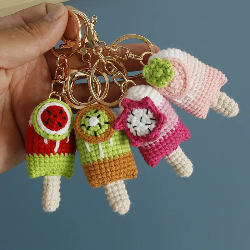 Cute Crochet Ice Cream Keychain Cone Bag Charm