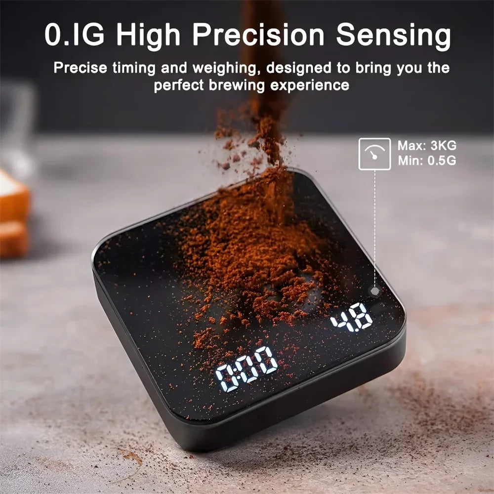 Electronic Coffee Scale with Timer and Silicone Pad USB Rechargeable