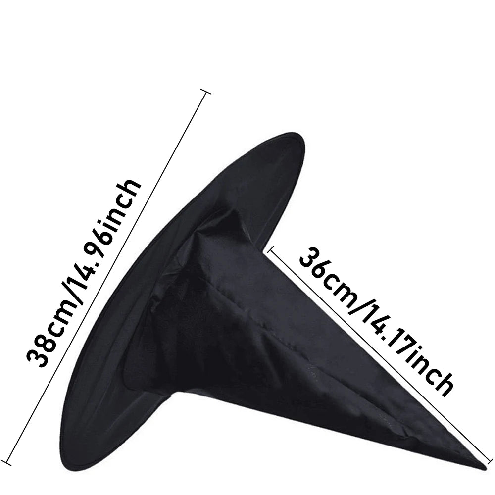 6Pcs Black Witch Hat Foldable Polyester Wizard Hat Cosplay Costume Accessory for Halloween Party Decoration Dress Up Supplies