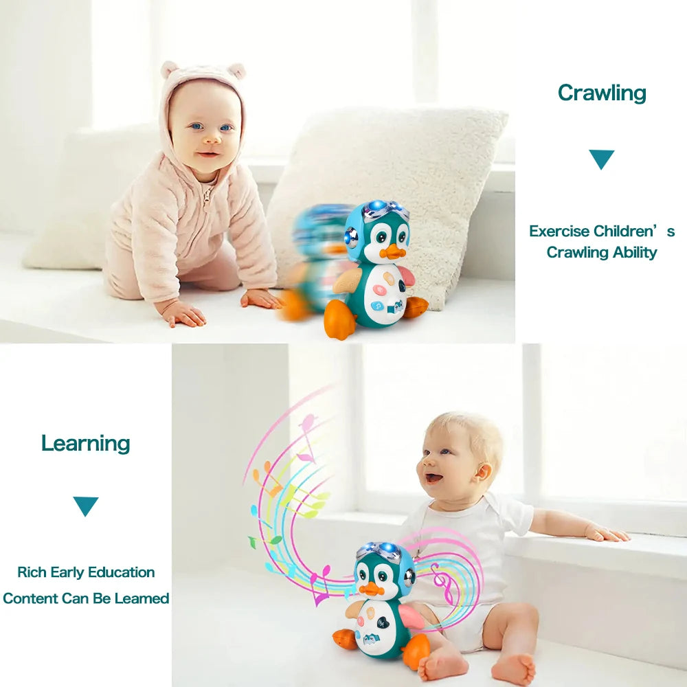 Musical Penguin Baby Crawling Toy Interactive Light Up Learning Toy