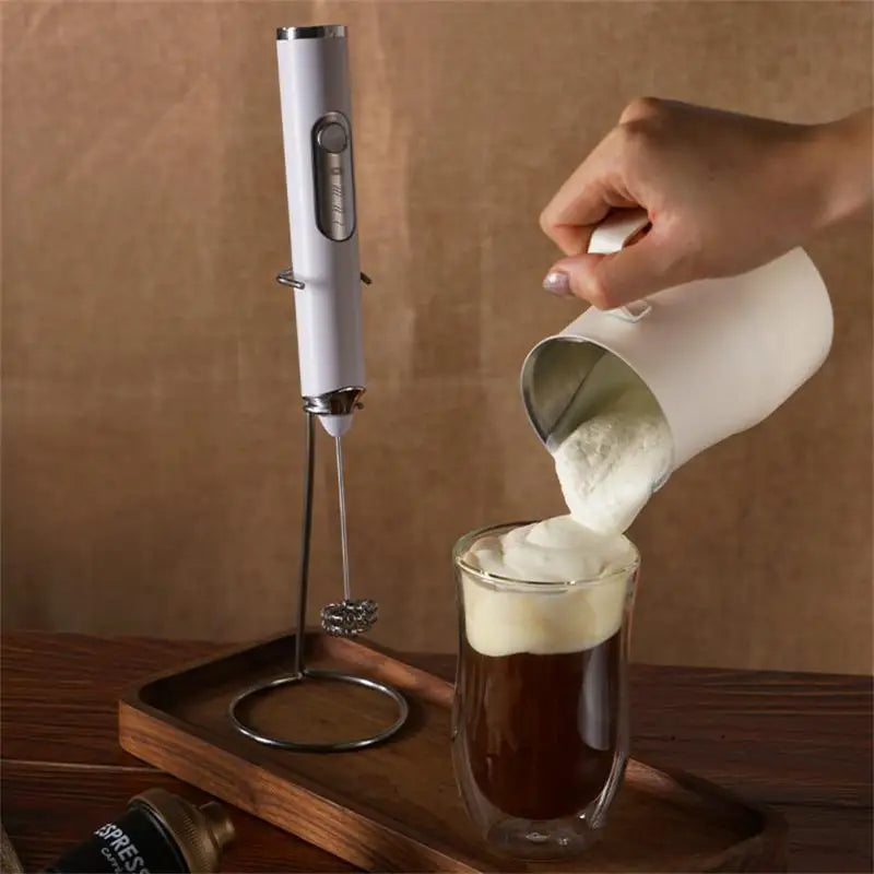 Wireless Electric Milk Frother USB Rechargeable Handheld Coffee Whisk Mixer