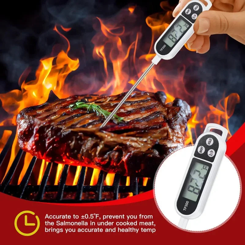 Digital Kitchen Thermometer – LCD Food Temperature Measuring Tool for Meat, Baking & BBQ
