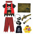Boys Pirate Skull Dress Up Clothes Kids Printed Striped T-Shirt Pants Partywear Captain Jack Adventure Pirate Toys Gifts