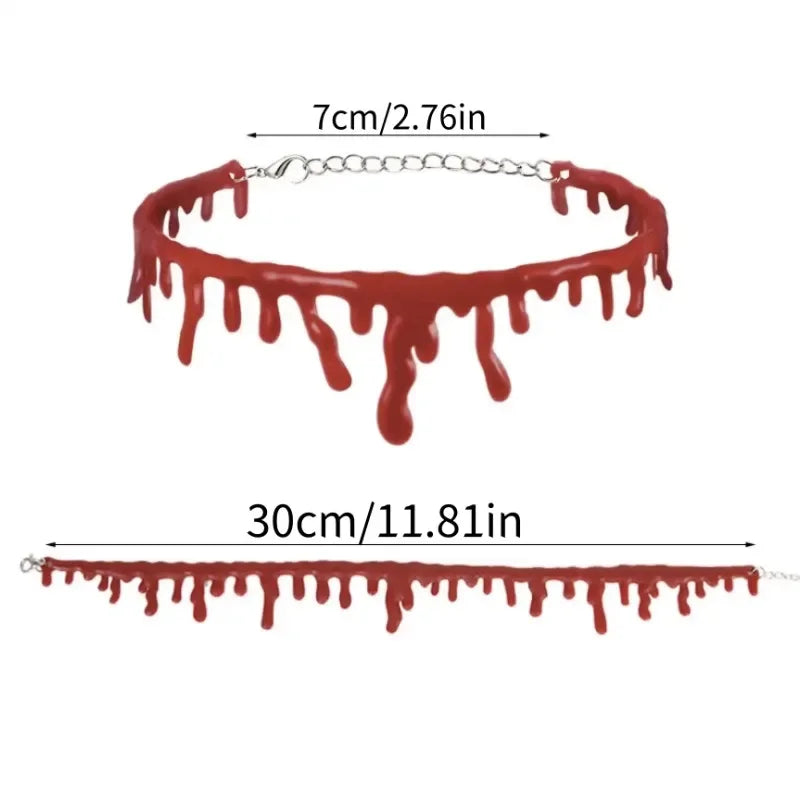 2/1pcs Halloween Horror Blood Necklace Fake Vampire Dark Blood Necklace Halloween Decoration Cosplay Costume Party Accessories