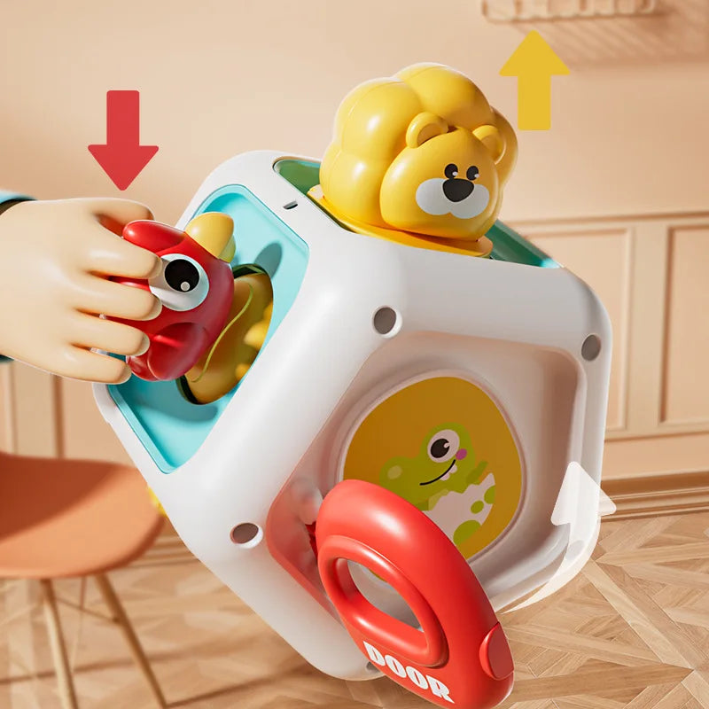 Montessori Busy Board Cube Sensory Toy – Toddler Learning Activity
