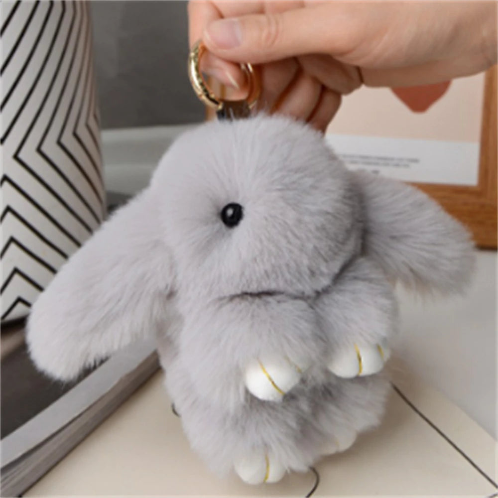 Soft Rabbit Fur Keychain Bag Charm for Women Handbag Accessory