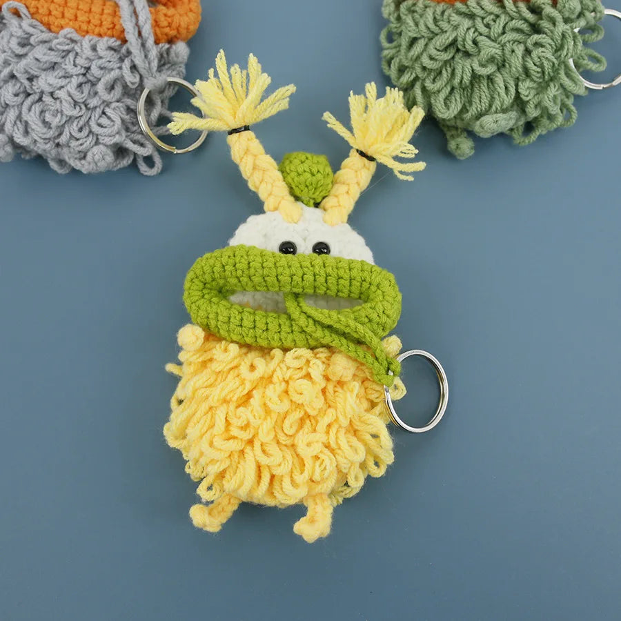 Funny Crochet Sausage Mouth Keychain Key Holder Pouch