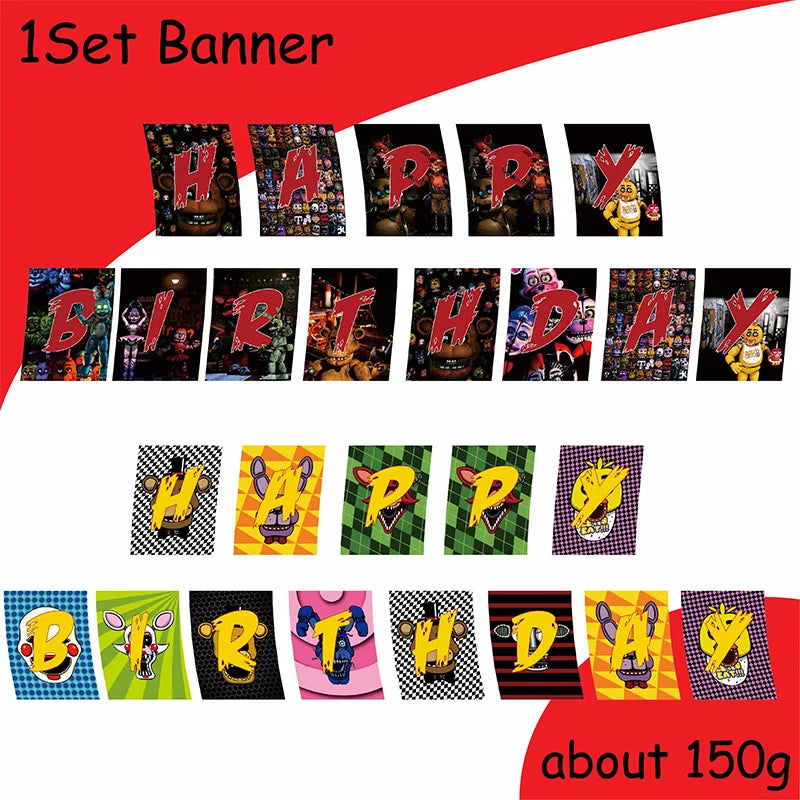 FNAF Five Nights Freddyed Birthday Party Decorations Kids Disposable Tableware Cup Plate Napkin Straw Baby Shower Supplies Event