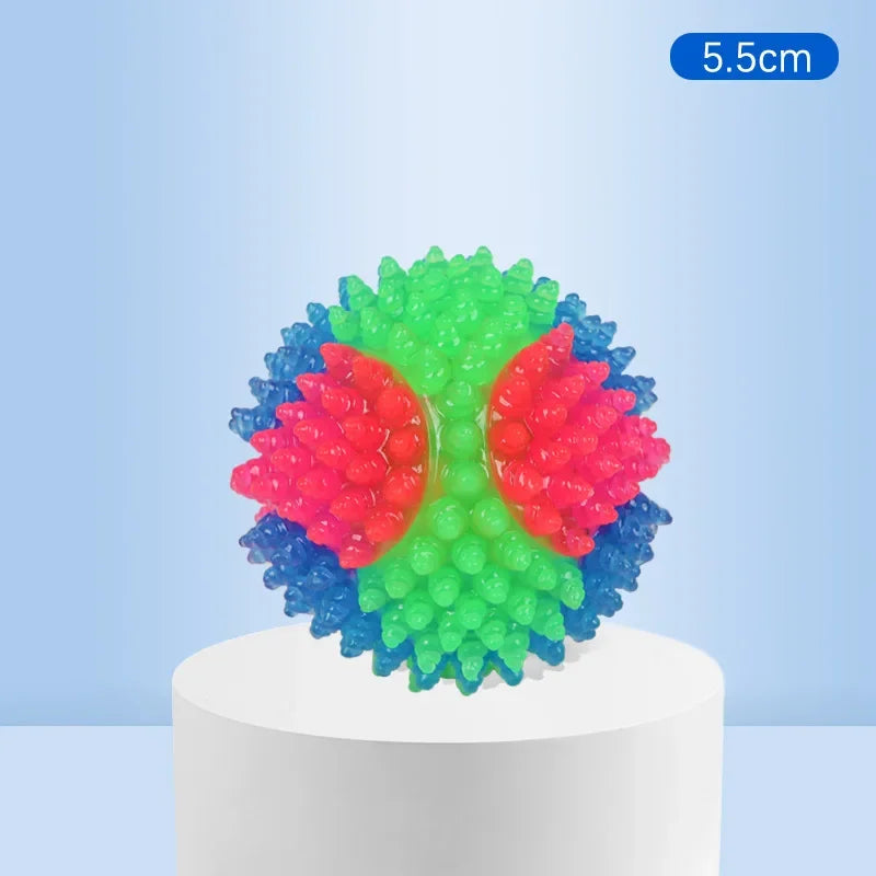 Dog TPR Glow Ball 3 Color Flashing Elastic Teeth Cleaning Anti Choke Training Interactive Pet Toy  Safe Chew Resistant Non Toxic