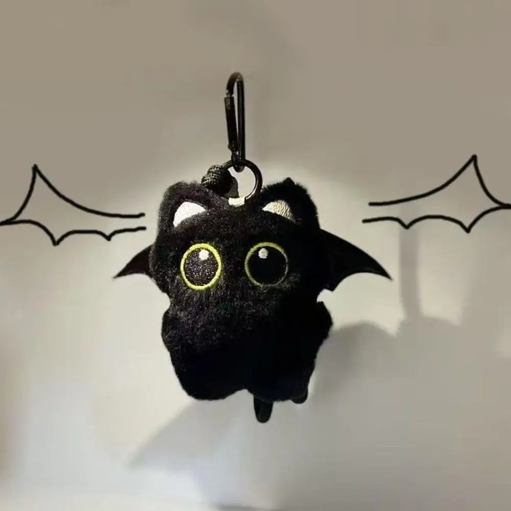 Cute Cartoon Black Cat Plush Keychain Kawaii Bag Charm