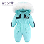 Ircomll Kids Boy Girl Winter Snowsuit Plus Velvet Toddler Jacket Clothes For Boy Infant Jumpsuit Hoodied Overalls 2-6Y Outwear