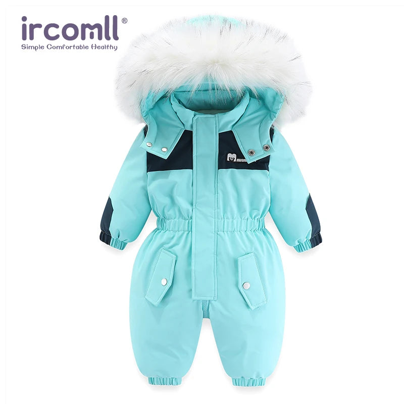 Ircomll Kids Boy Girl Winter Snowsuit Plus Velvet Toddler Jacket Clothes For Boy Infant Jumpsuit Hoodied Overalls 2-6Y Outwear