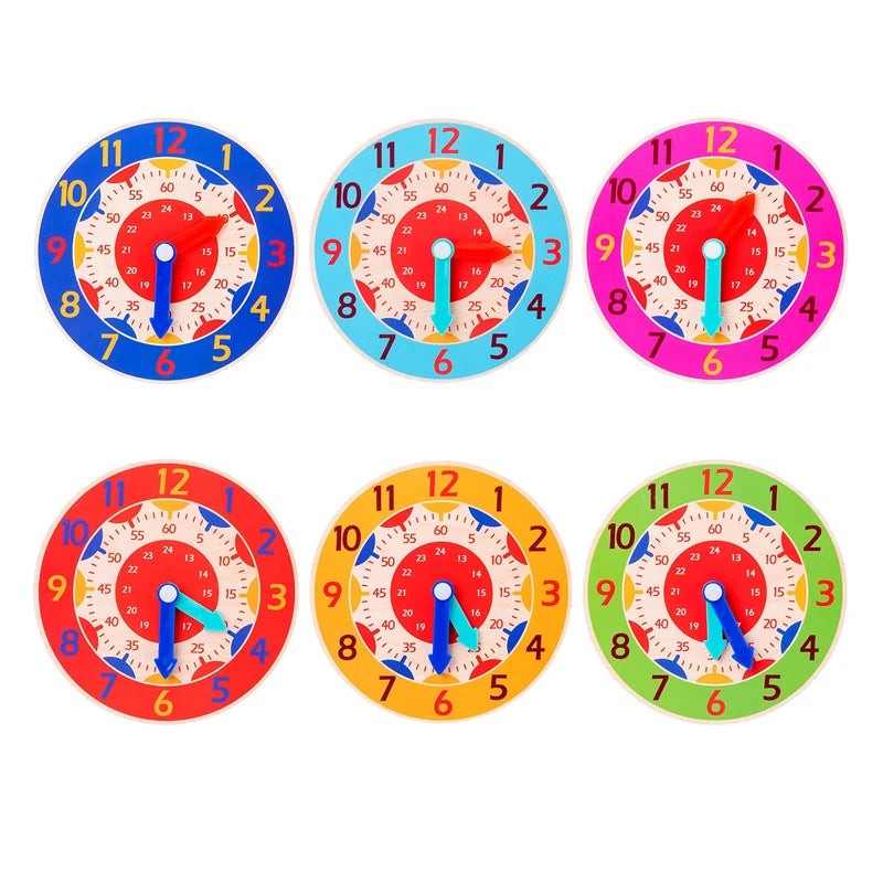 Montessori Wooden Learning Clock Time Teaching Toy for Kids