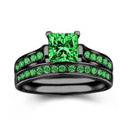 Charm Couple Rings Romantic Women Red Rhinestones Rings Set Trendy Men Stainless Steel Celtic Dragon Rings Wedding Band Jewelry