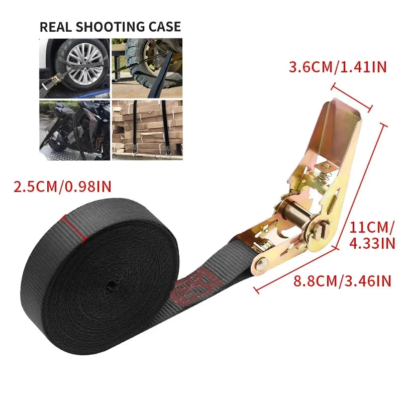 Mini Self-Locking Ratchet Strap Tightener, Cargo Binding Fixing Belt for Truck Airplane Luggage Packing