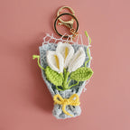 Crochet Flower Bouquet Keychain Handmade Floral Bag Charm