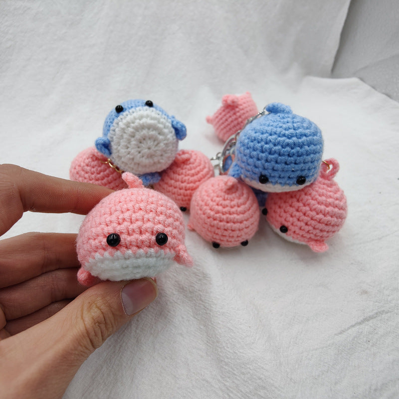 Cute Crochet Whale Keychain Handmade Ocean Bag Charm