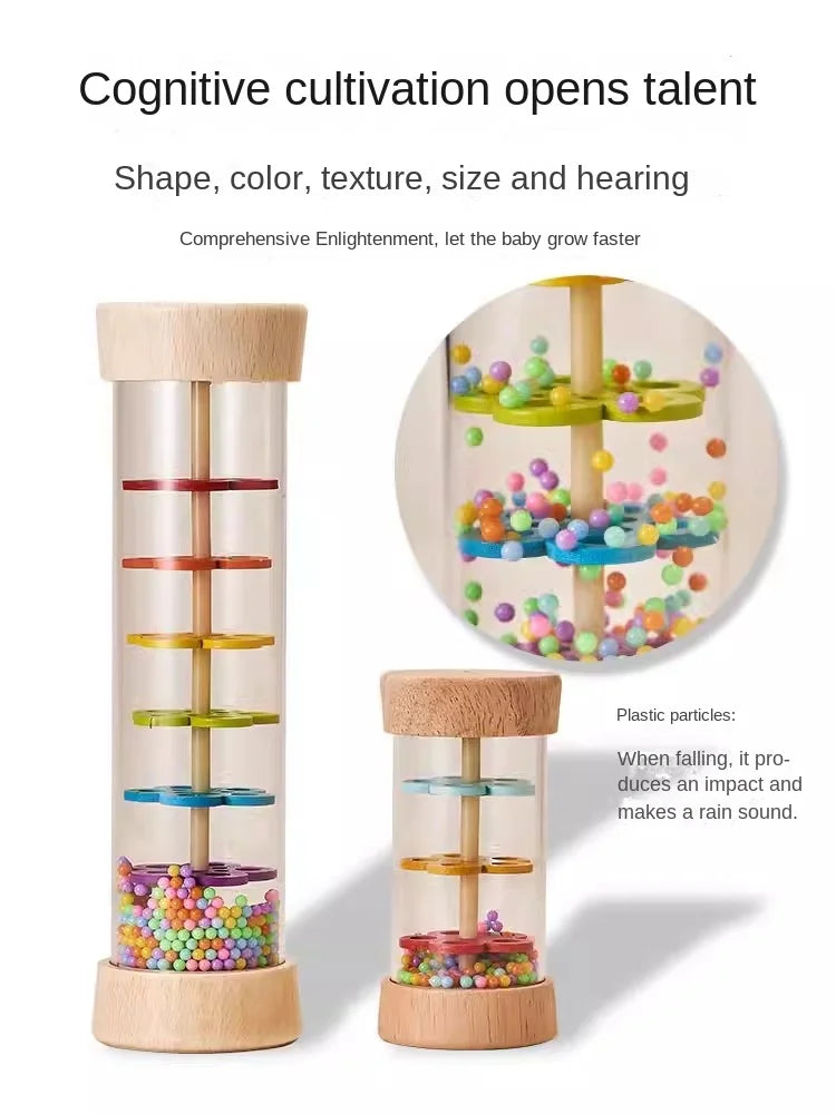 Montessori Wooden Rain Stick Baby Sensory Music Toy