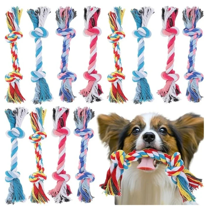 Cotton Rope Dog Chew Toy Bite Resistant Dental Puppy Training Toy - Random Color