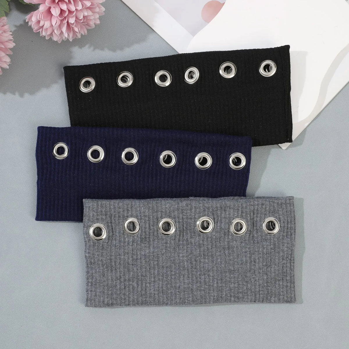 Punk Wide Elastic Eyelet Headband for Women