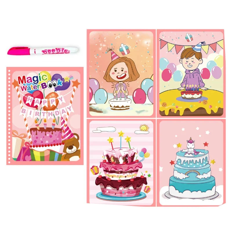 Magic Water Drawing Book with Reusable Coloring Pen for Kids Fun