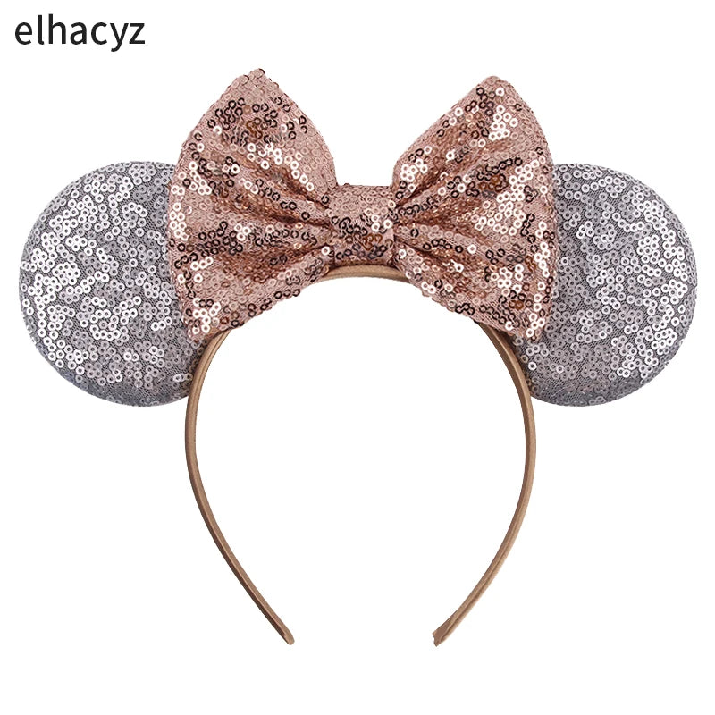 Embroidered Sequin Ears Bow Headband for Women & Girls