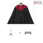Potter Costume Robe Tie Cloak Scarf Wand Glasses Hermione Dress Flying Thief Accessories Sweater Halloween Cosplay Costume Gifts