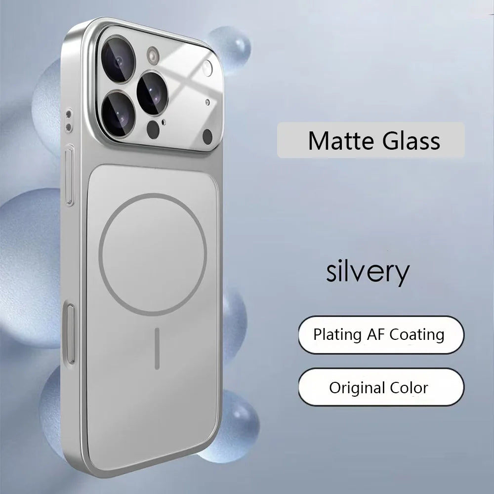 Original Glass Nano Matte For Magsafe Wireless Charging Armor Case For iPhone 18 17 16 15 14 13 12 11 Pro Max Air Magnetic Cover
