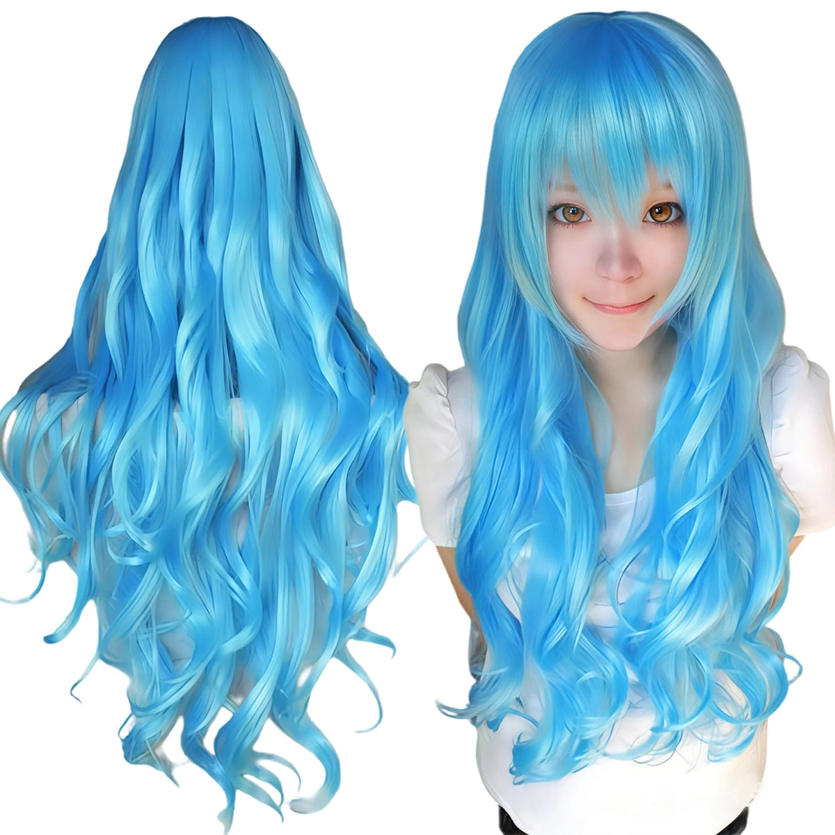 Synthetic Hair Pure White Lolita Long Cosplay Wig Curly Griffith Anime Wigs Halloween Inuyasha Costume Wig for Girl
