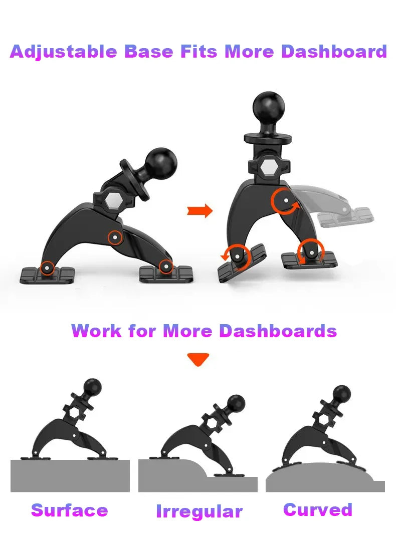Universal 17mm Ball Head Car Dash Dual Self Adhesive Base 360 Degree Rotation Phone Holder Cellphone Support Bracket Accessories