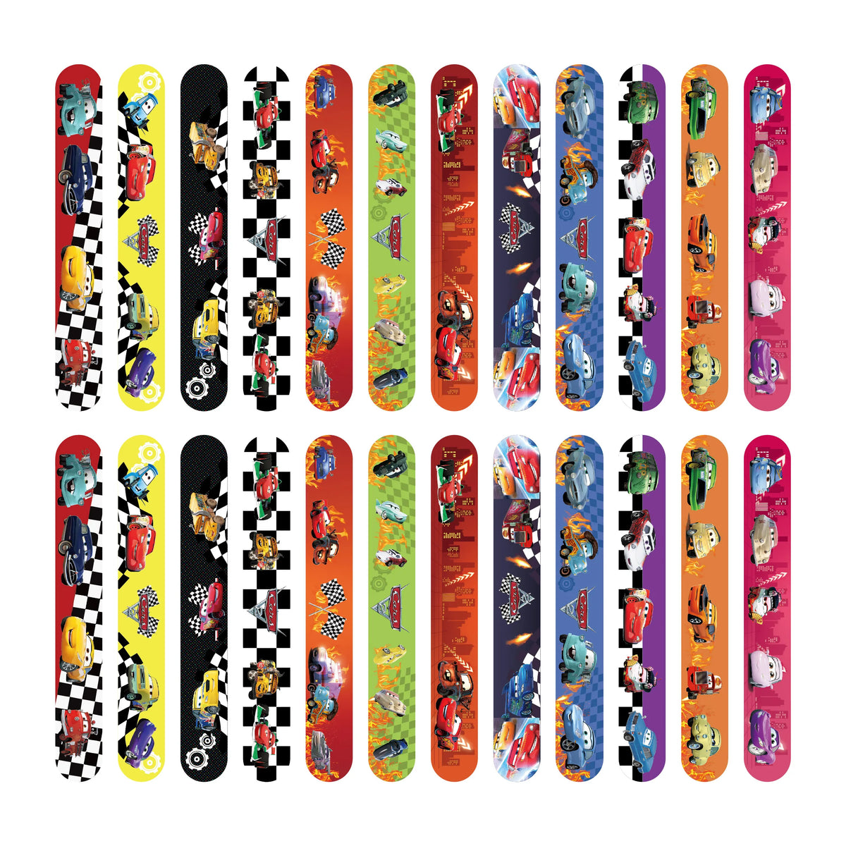 12Pcs Cars Series Slap Bracelets Snap Circle Cute DIY Bracelet Wristbands of Anime for Kids Party Favors Fun Birthday Gifts