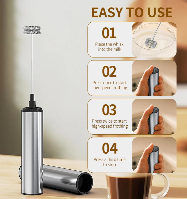 Rechargeable Milk Frother – Handheld Foam Maker & Drink Mixer