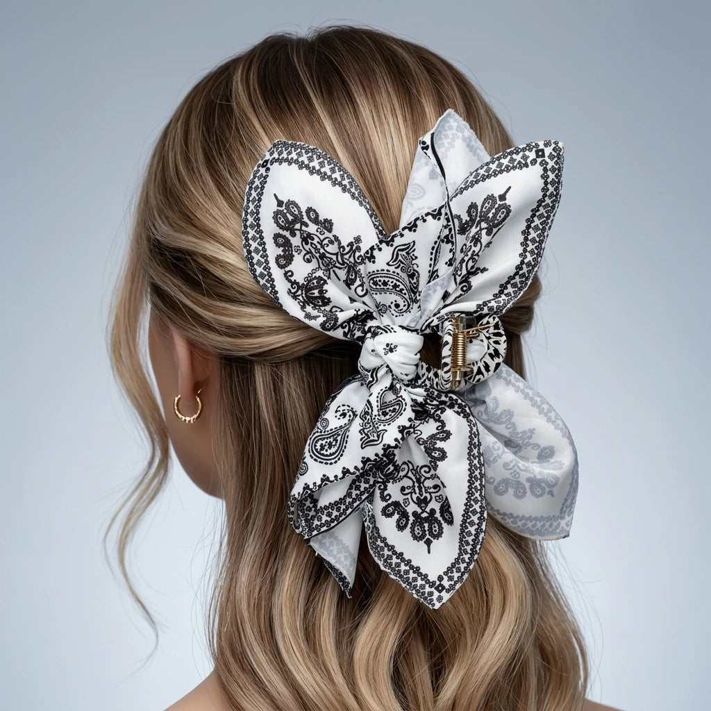 Women's Style Brown Cashew Flower Bow Hair Clip High-End and Elegant Hair Clip Shark Clip Fashion Headwear Girls Headdress