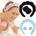 3PCS Spa Bubble Headband & Wristbands Skincare Set