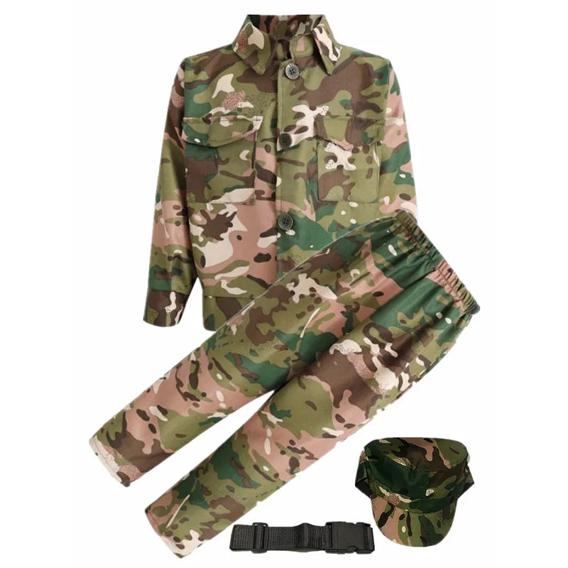 Kids Army Soldier Costume Set – Camouflage Military Outfit
