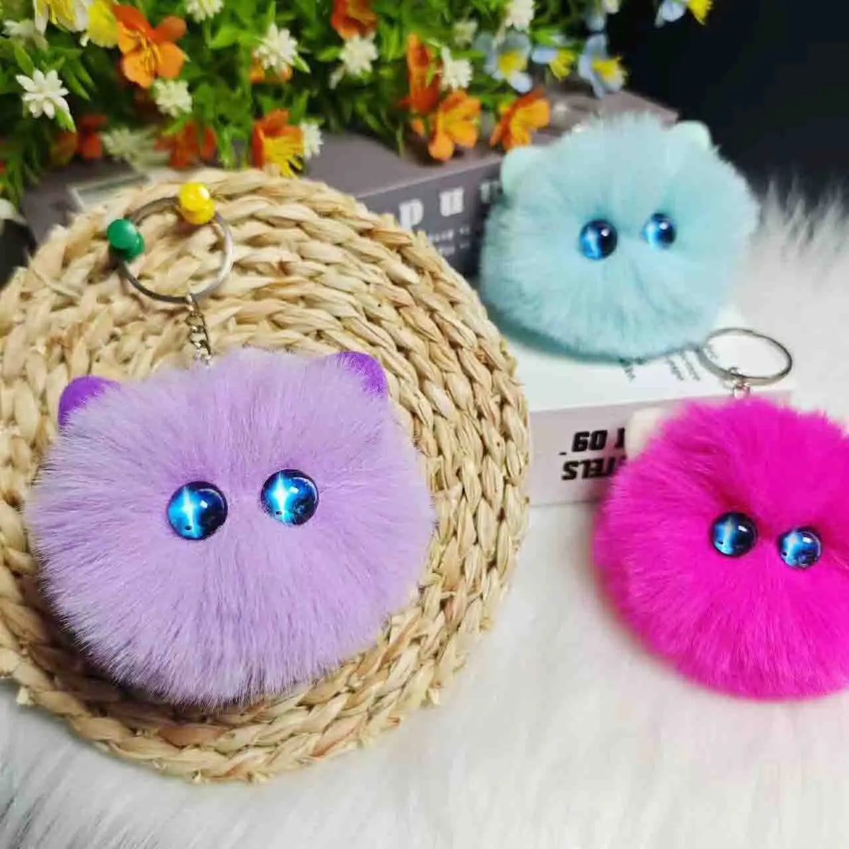 Blush Cat Ball Plush Keychain Cute Cat Bag Charm