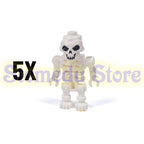 5PCS MOC Halloween Skeleton Army Mini Doll Ghost Building Block DIY Assembly Character Doll Horse Ornaments Figure Gift for Kids