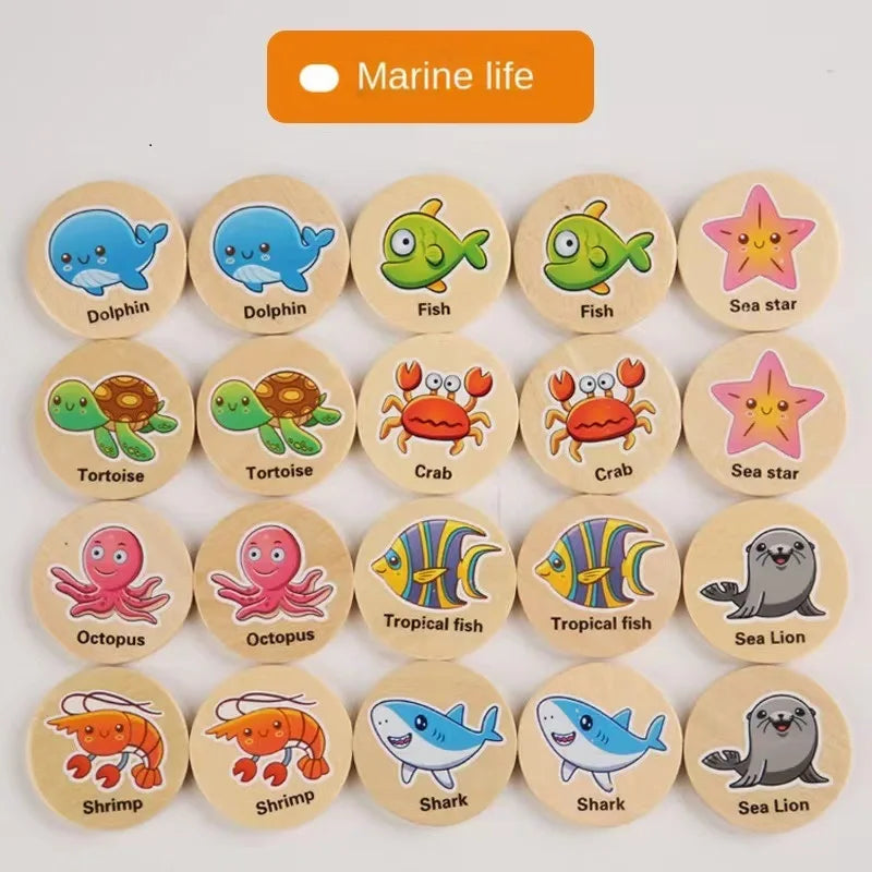 Wooden Memory Matching Pattern Puzzle Game for Kids Learning Fun