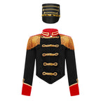 Girls Boys Halloween Nutcrackers Costume Set Drum Trumpet Team Tassel Jacket Coat Hat for Drummer Performance Circus Ringmaster