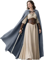 LisdinoL'VOW Medieval Hooded Cloak Linen Renaissance Cape With Hood - Halloween Hobbit Cosplay Witch Wizard LARP