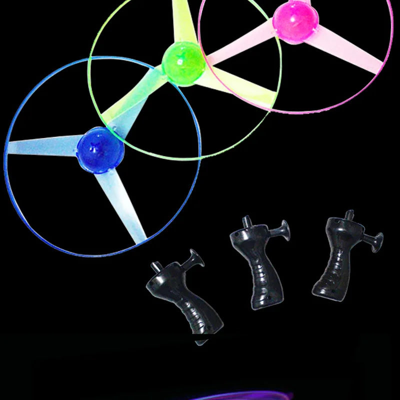 LED Pull String Flying Saucer Toy for Kids Outdoor Play
