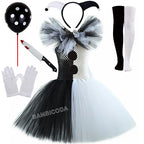 Girls Horror Clown Costume – Black & White Tutu Dress