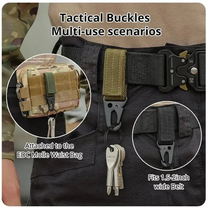 2PCS Tactical MOLLE Hanging Buckle Carabiner Clips for Outdoor Gear