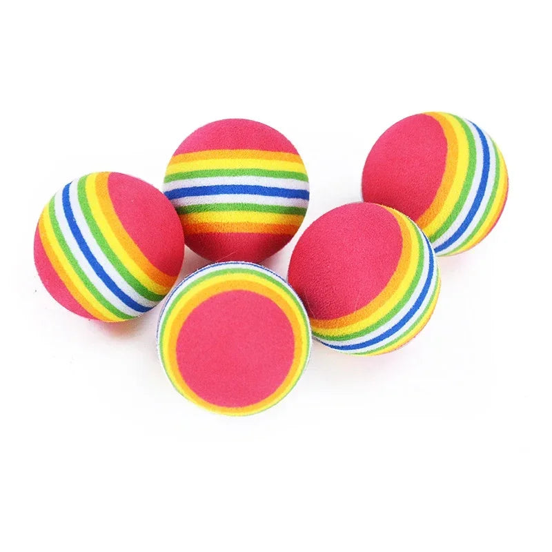 Rainbow EVA Cat Toy Balls for Interactive Chasing and Indoor Play